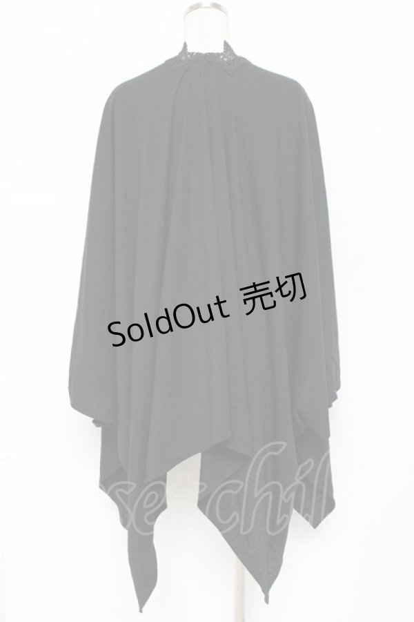 画像2: axes femme / バラ釦付UVイレヘムポンチョ  黒 Y-25-11-09-067-AX-TO-SZ-ZY (2)