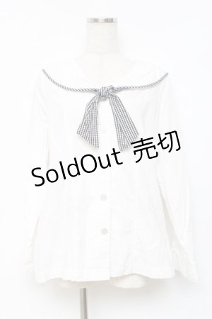 画像: Fi.n.t / ギンガムタイ付きセーラーブラウス  白 Y-25-11-09-068-CA-BL-SZ-ZY