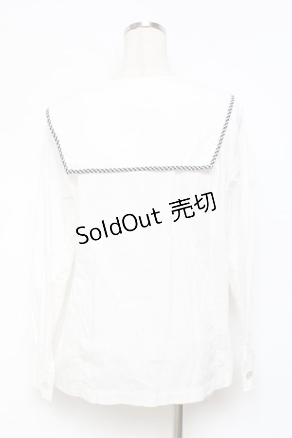 画像2: Fi.n.t / ギンガムタイ付きセーラーブラウス  白 Y-25-11-09-068-CA-BL-SZ-ZY (2)