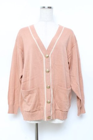 画像: F i.n.t / ローズエンブレム釦腰丈ニットカーディガン  オレンジ Y-25-11-09-069-CA-TO-SZ-ZY