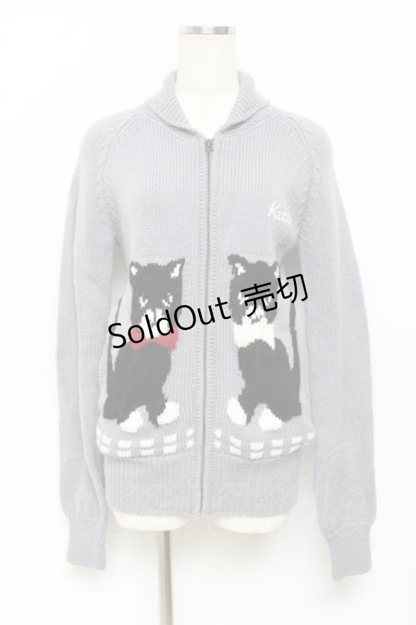 画像1: Katie / ねこニットカウチン F グレー Y-25-11-09-072-LO-TO-SZ-ZY (1)