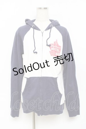 画像: HYSTERIC GLAMOUR / Hysteric motel パーカー F 白×紺 Y-25-11-09-075-PU-TO-SZ-ZY