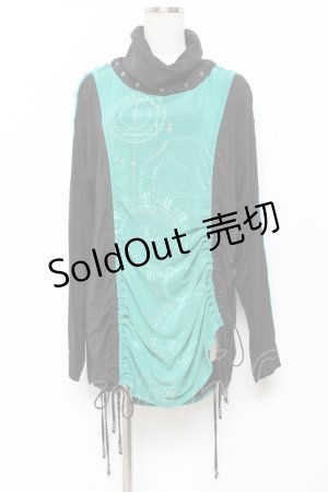 画像: Ozz conte / サイドドロストロングトップス  黒×グリーン Y-25-11-09-078-OO-TO-SZ-ZY