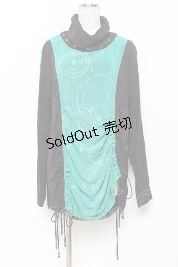 画像1: Ozz conte / サイドドロストロングトップス  黒×グリーン Y-25-11-09-078-OO-TO-SZ-ZY (1)