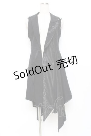 画像: Ozz Croce / アシンメトリーロングフードベスト  黒 Y-25-11-09-085-OO-TO-SZ-ZY