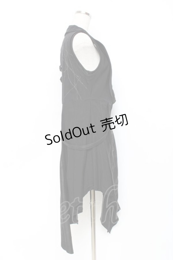 画像4: Ozz Croce / アシンメトリーロングフードベスト  黒 Y-25-11-09-085-OO-TO-SZ-ZY (4)