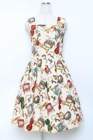 画像: Jane Marple / 楽器柄ジャンパースカート M 生成り Y-25-11-09-088-JM-OP-SZ-ZY