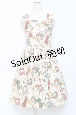 画像: Jane Marple / 楽器柄ジャンパースカート M 生成り Y-25-11-09-088-JM-OP-SZ-ZY