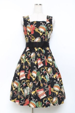 画像: Jane Marple / 楽器柄ジャンパースカート M 黒 Y-25-11-09-089-JM-OP-SZ-ZY