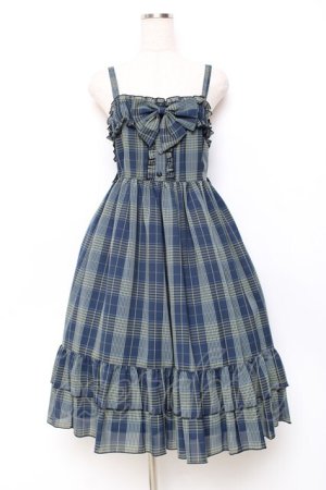 画像: Physical Drop / 胸ギャザージャンパースカート  ネイビー Y-25-11-09-092-LO-OP-SZ-ZY