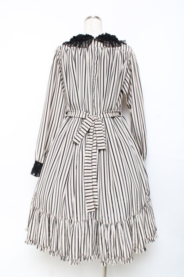 画像3: Physical Drop / レース衿ワンピース  ストライプ×白黒 Y-25-11-09-093-LO-OP-SZ-ZY (3)