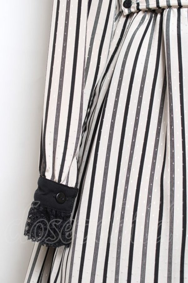 画像4: Physical Drop / レース衿ワンピース  ストライプ×白黒 Y-25-11-09-093-LO-OP-SZ-ZY (4)