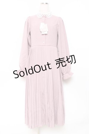 画像: m petit by misako / レース襟プリーツワンピース  ピンク Y-25-11-09-094-LO-OP-SZ-ZY