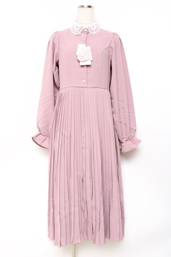 m petit by misako / レース襟プリーツワンピース ピンク Y-25-11-09