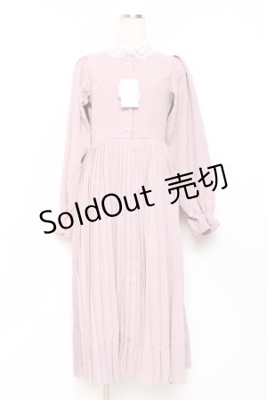 画像: m petit by misako / レース襟プリーツワンピース  ピンク Y-25-11-09-095-LO-OP-SZ-ZY