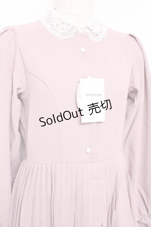 画像3: m petit by misako / レース襟プリーツワンピース  ピンク Y-25-11-09-095-LO-OP-SZ-ZY (3)