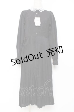 画像: m petit by misako / レース襟プリーツワンピース  黒 Y-25-11-09-096-LO-OP-SZ-ZY