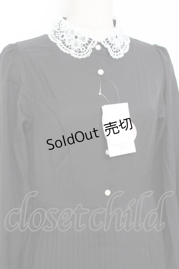 画像3: m petit by misako / レース襟プリーツワンピース  黒 Y-25-11-09-096-LO-OP-SZ-ZY (3)