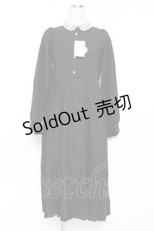 画像: m petit by misako / レース襟プリーツワンピース  黒 Y-25-11-09-097-LO-OP-SZ-ZY