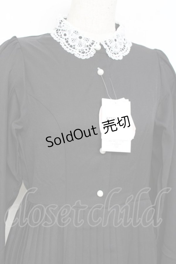 画像3: m petit by misako / レース襟プリーツワンピース  黒 Y-25-11-09-097-LO-OP-SZ-ZY (3)