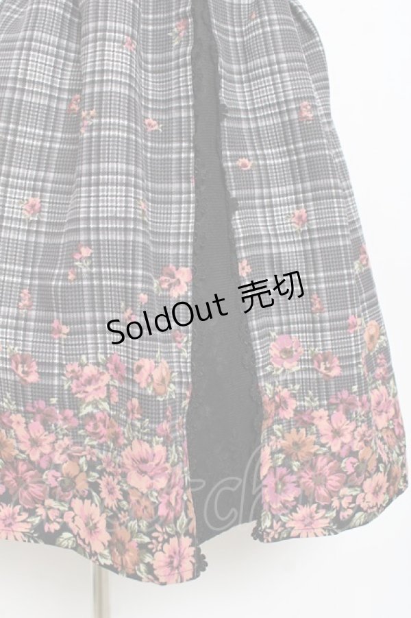 画像3: axes femme / チェック×花柄ワンピース  黒 Y-25-11-09-099-AX-OP-SZ-ZY (3)