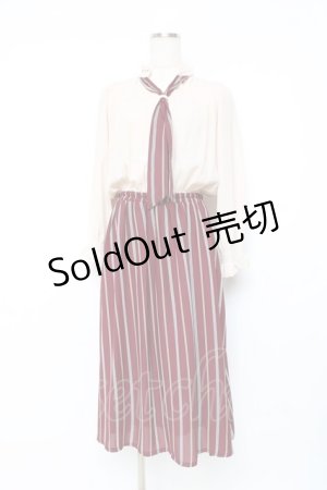 画像: axes femme / マルチストライプドッキングワンピース M ワイン Y-25-11-09-105-AX-OP-SZ-ZY