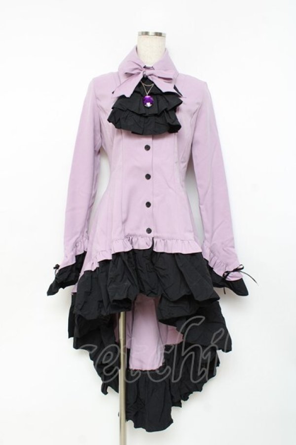 画像1: MARBLE / ゴシック調ダイヤカットタイ付きブラウス型ワンピース  ラベンダー Y-25-11-09-107-GO-OP-SZ-ZY (1)