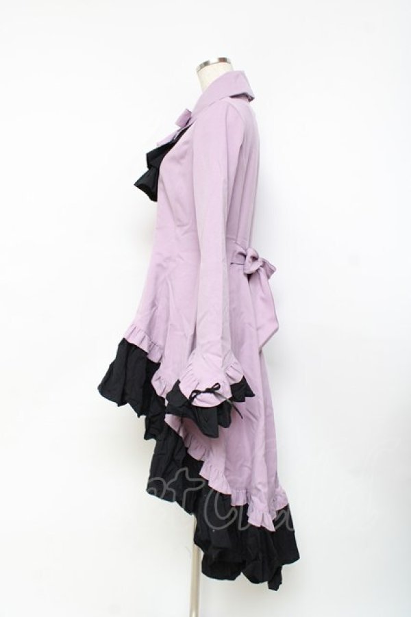 画像2: MARBLE / ゴシック調ダイヤカットタイ付きブラウス型ワンピース  ラベンダー Y-25-11-09-107-GO-OP-SZ-ZY (2)