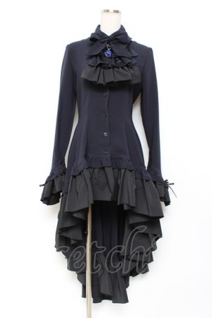 画像: MARBLE / ゴシック調ダイヤカットタイ付きブラウス型ワンピース  ネイビー Y-25-11-09-108-GO-OP-AS-ZY