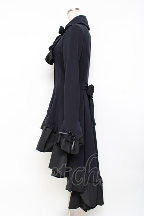 画像2: MARBLE / ゴシック調ダイヤカットタイ付きブラウス型ワンピース  ネイビー Y-25-11-09-108-GO-OP-AS-ZY (2)