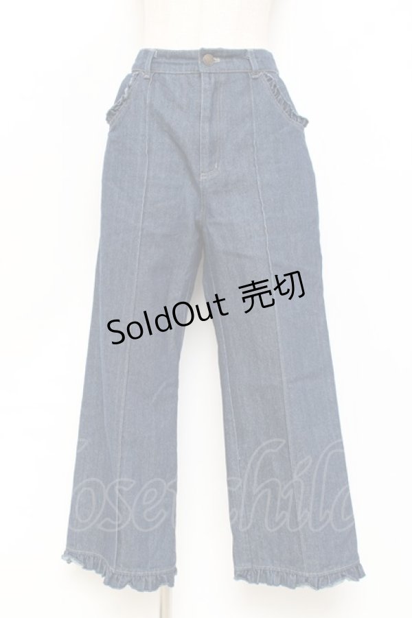 画像1: axes femme POETIQUE / フリルディテールパンツ  デニム Y-25-11-09-114-AX-PA-SZ-ZY (1)