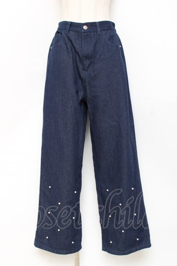 画像1: axes femme POETIQUE / パールカシメデニムパンツ  デニム Y-25-11-09-117-AX-PA-SZ-ZI (1)