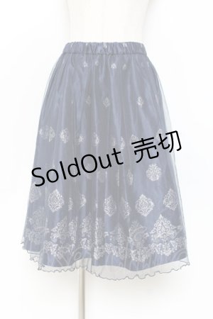 画像: axes femme / オーナメント柄チュールスカート M 紺 Y-25-11-09-118-AX-SK-SZ-ZY