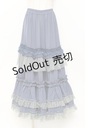 画像: Hoshibako Works / 七色ワルツ チュールフリルアンダースカート(ロング)  ブルー Y-25-11-09-119-LO-SK-SZ-ZY