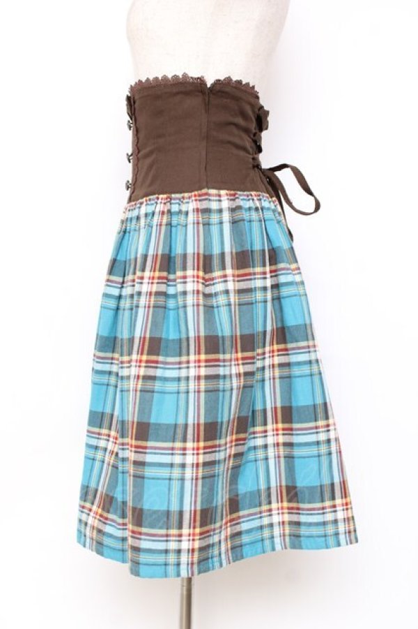 画像2: Innocent World / アンティークタータンスカート M ブルー Y-25-11-09-127-IW-SK-SZ-ZY (2)