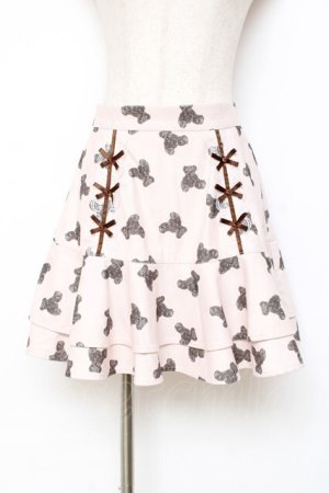 画像: Ank Rouge / ベア柄スカート  ピンク Y-25-11-09-131-CA-SK-SZ-ZY