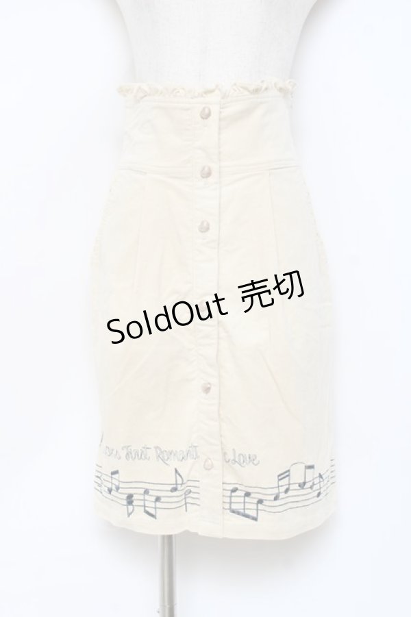 画像1: LIZ LISA / 音符刺繍コーデュロイスカート 0 ベージュ Y-25-11-09-135-LO-SK-SZ-ZY (1)