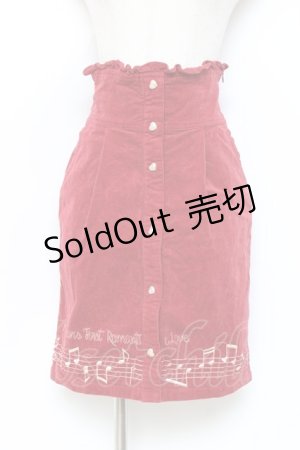 画像: LIZ LISA / 音符刺繍コーデュロイスカート 0 赤 Y-25-11-09-136-LO-SK-SZ-ZY