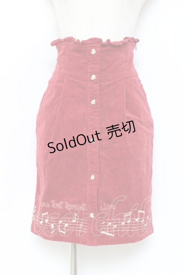 画像1: LIZ LISA / 音符刺繍コーデュロイスカート 0 赤 Y-25-11-09-136-LO-SK-SZ-ZY (1)