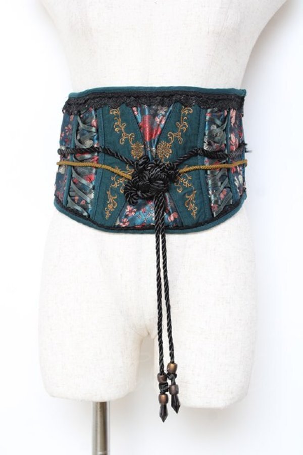 画像1: Ozz oneste / ジャガードコルセット  グリーン Y-25-11-09-142-OO-TO-SZ-ZY (1)