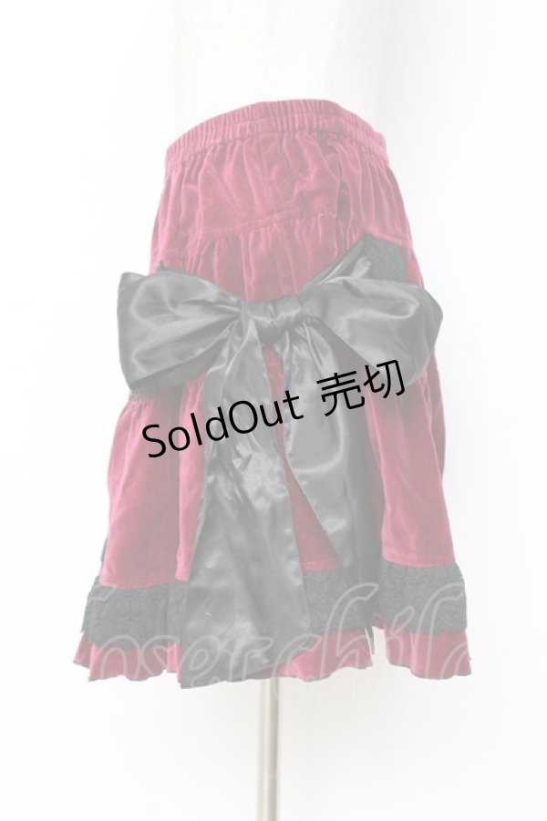 画像2: PUTUMAYO /Ｗリボン別珍スカート - ワイン Y-25-11-09-145-PT-OP-SZ-ZY (2)