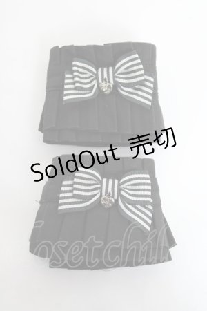 画像: Angelic Pretty / ストライプリボンカフス  黒 Y-25-11-09-022-AP-ZA-SZ-ZY