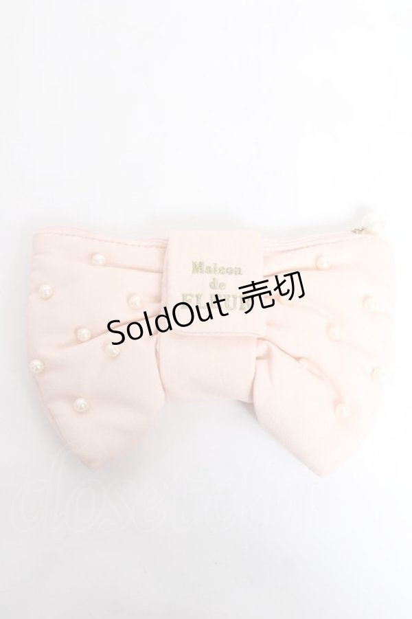 画像1: Maison de FLEUR / パールリボンポーチ F ピンク Y-25-11-09-026-LO-ZA-SZ-ZY (1)