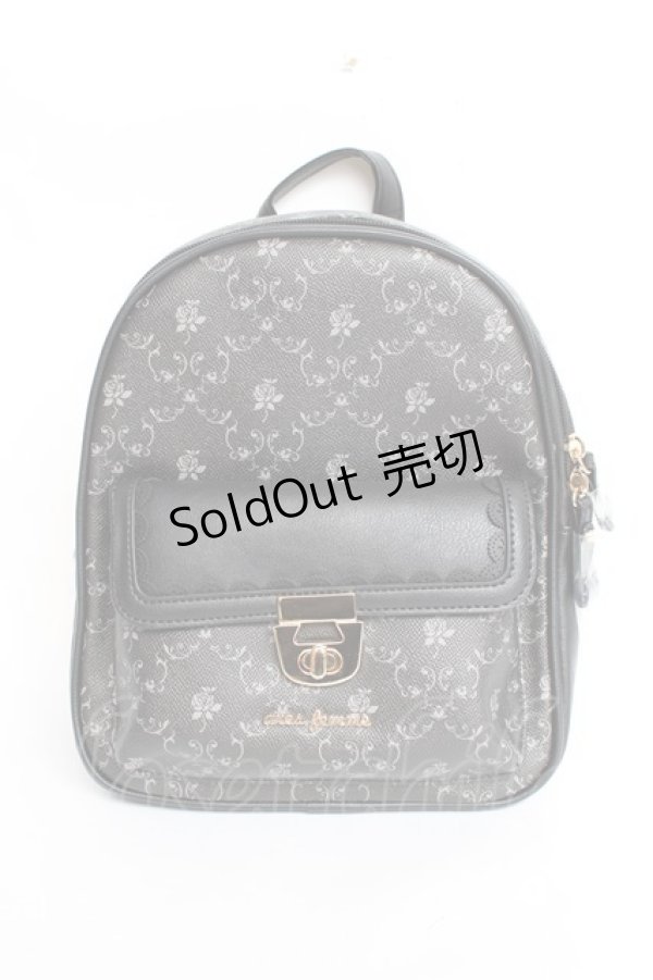 画像2: axes femme / 薔薇モチーフプリントリュック  黒 Y-25-11-15-044-AX-BG-SZ-ZY (2)