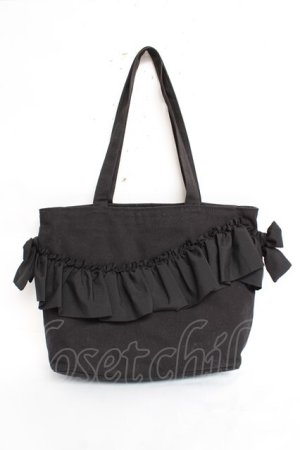 画像: axes femme / A4フリルトートバッグ  黒 Y-25-11-15-045-AX-BG-SZ-ZY