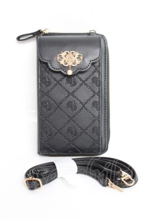 画像: axes femme / ローズ型押しスマホポシェット  黒 Y-25-11-15-046-AX-BG-SZ-ZY