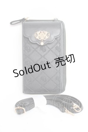 画像: axes femme / ローズ型押しスマホポシェット  黒 Y-25-11-15-046-AX-BG-SZ-ZY