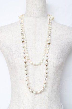 画像: axes femme / パールクリスタルネックレス  生成り Y-25-11-15-007-AX-AC-SZ-ZY