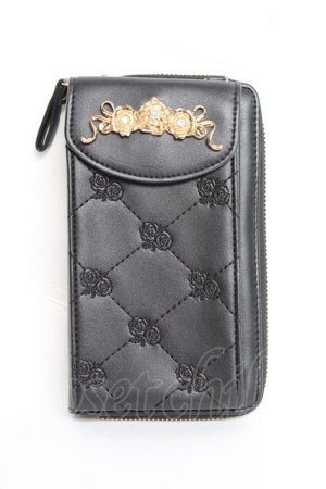 画像: axes femme / 花モチーフキルトポシェット  黒 Y-25-11-15-047-AX-BG-SZ-ZY