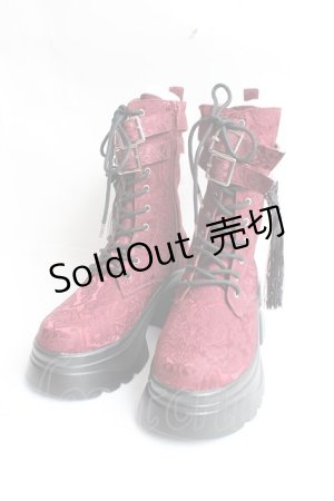 画像: axes femme POETIQUE / チャイナ釦タンクソールブーツ L ワイン Y-25-11-15-049-AX-SH-SZ-ZY